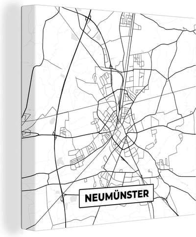 Canvas Schilderij Plattegrond - Neumünster - Kaart - Stadskaart - 20x20 cm - Wanddecoratie