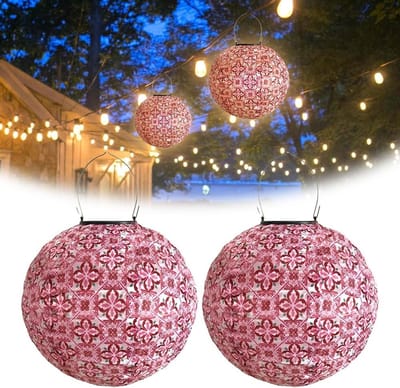 Set van 2 Retro Solar LED Lampen voor Tuin en Patio - 10 Inch Verlichting voor Buiten en Bruiloft Decoratie