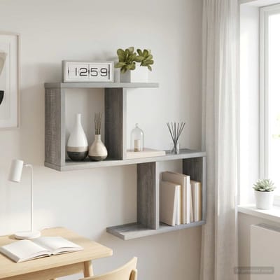 vidaXL - Wandplank - Grijs - Sonoma - 60 - x - 12 - x - 50,5 - cm - Bewerkt - hout