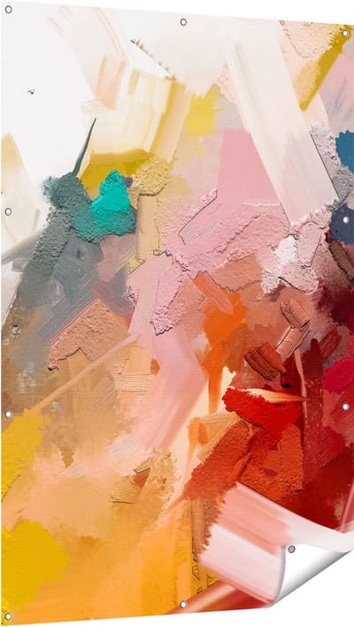 Gards Tuinposter Abstracte Kunst - Kleurrijke Olieverf - 100x150 cm - Tuindoek - Tuindecoratie - Wanddecoratie buiten - Tuinschilderij