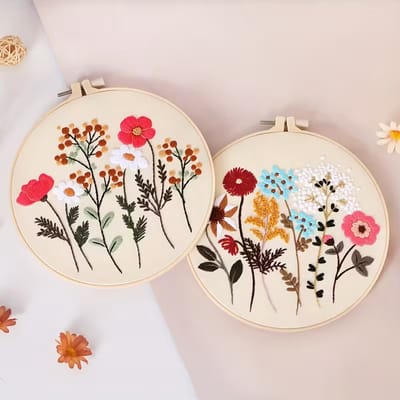Borduurpakket - Borduren - Borduurset - Complete Borduurkit voor Beginners en Gevorderden - Bloemen - 4 Stuks