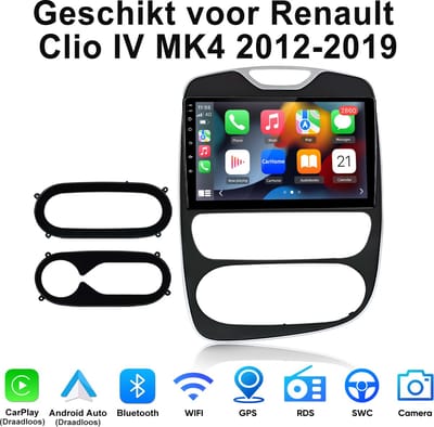 Junsun Android 15 Autoradio Geschikt voor Renault Clio IV (MK4) 2012-2019 Accessoires, 4GB+64GB, Draadloze CarPlay & Andriod Auto, DAB+, GPS-navigatiesysteem, Bluetooth, Stuurwielbediening, WiFi, 10-inch Touchscreen, DSP, Octa-core processor