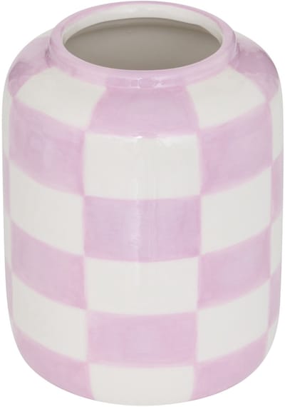 Atmosphera Poolside Keramieken Vaas Geruit - Ø11xH14cm - Lila