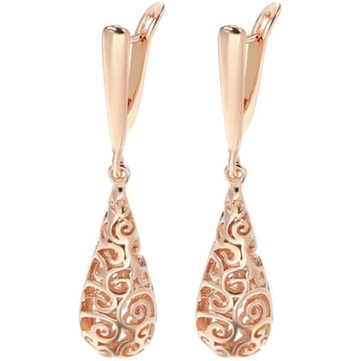 Nieuwe Etnische Bruids Lange Hangende Oorbellen Rose Goud Kleur Bruiloft Sieraden Ongebruikelijke Holle Bloem Dagelijkse Oorbellen Voor Vrouwen beige