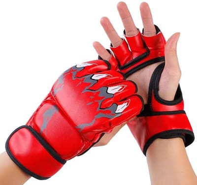 Halfvinger Bokshandschoenen – Verbeterde Bescherming met Verstelbare Polsband – Voor Punching Bag en Training (M & L) - rood