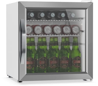 Klarstein drankkoelkast met glazen deur - 47 liter mini-drankkoelkast, ledverlichting, dubbel glas, verstelbare planken, 0-13 °C, onderbouw, stil
