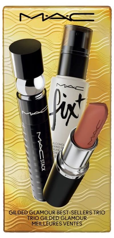 MAC Holiday Collection Gilded Glamour Best-Sellers Trio Gesicht Make-up Set MASCARA , LIPSTICK, Setting Spray 30 ml
