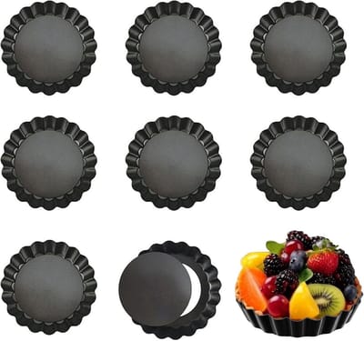 8 stuks anti-aanbak quiche taartvormen 10 cm - mini taartblikken met verwijderbare bodem