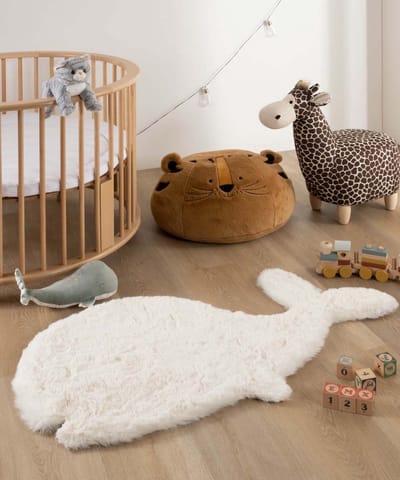 Kindervloerkleed Walvis - Fluffy wit 70x120
