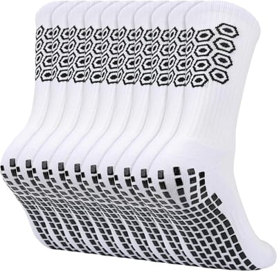 Voetbalsokken Heren - Sportsokken Grip - Sporten en Trainen - Antislip Siliconen - Maat 43-46 - Wit Zwart