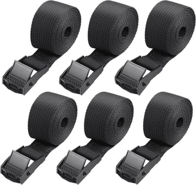 Stevige Sjorbanden 6 Stuks | 100 x 2,5 cm | Roestvrije bevestigingsmiddelen voor Motorfietsen, Fietsen en Bagage