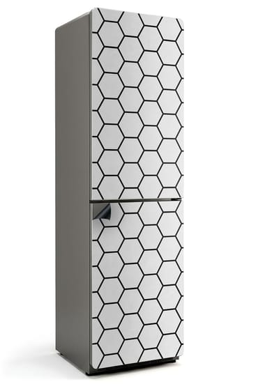 Wallfluent Magnetische Koelkastmat - Hexagonaal celpatroon Koelkast Magneet Sticker - 60 cm x 205 cm - Wit Magnetische Koelkastmat - Decoratieve Koelkastfolie - Koelkastfront Decoratie Magneet - Stijlvolle Koelkastfolie