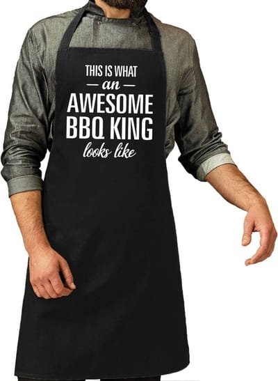 Awesome bbq king cadeau bbq/keuken schort voor heren - kado schort voor heren