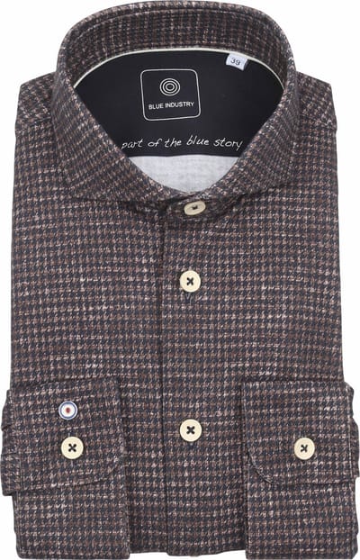 Blue Industry Overhemd Print Bruin - Maat 39 - Heren - Overhemden Casual