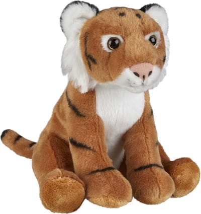 Ravensden Pluche tijger - knuffel tijger - bruin - 18 cm - wilde dieren knuffels - speelgoed voor kinderen