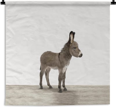 Wandkleed Animalprintshop - Ezeltje dierenprint kinderkamer Wandkleed katoen 150x150 cm - Wandtapijt met foto