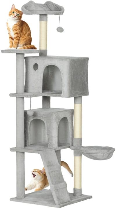 Roossentials kattenboom - Kattenkrabboom - Krabpaal katten - Speelboom - Met meerdere platforms - Licht grijs
