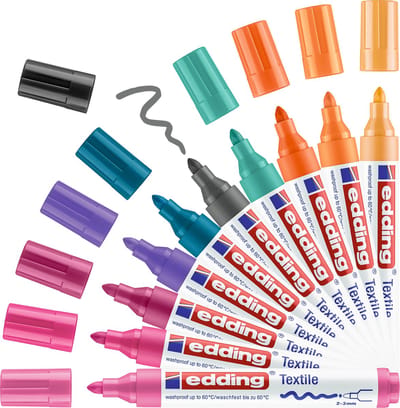 edding 4500 textielstift - 10 stuks in verschillende trend kleuren - ronde punt 2-3 mm - textielstiften wasmachinebestendig (60°C) om op textiel te tekenen - textielmarker voor volwassenen en kinderen