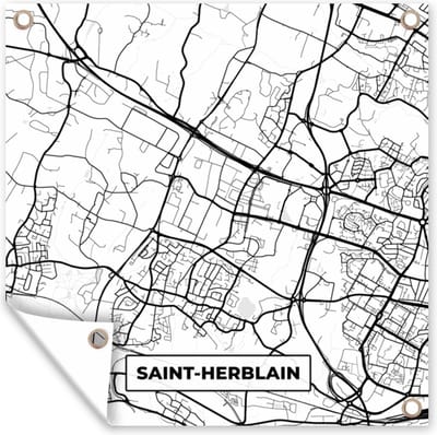Tuin poster Stadskaart - Frankrijk - Kaart - Saint-Herblain - Plattegrond - Zwart wit - 200x200 cm - Tuindoek