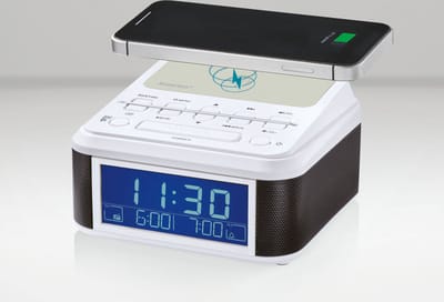 SILVERCREST Bluetooth-wekkerradio wit - qi charger - Dubbel alarm – radio of DAB+ beltoon | Externe FM-antenne