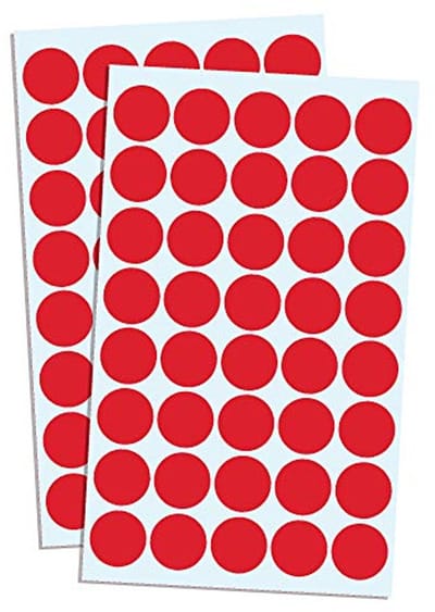 SnelShoppen - 2000 Stuks 20mm Ronde Stickers - Rode Punt Stickers Zelfklevende Labels - Perfect voor Feest, Kids, Creatief gebruik, Organiseren