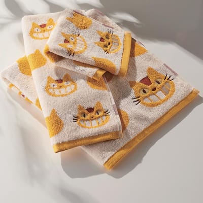 Marushin - My Neighbor Totoro - Mini handdoek Catbus - 32 x 36 cm - Wit/Geel