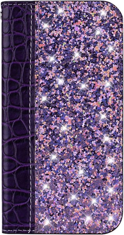 Luxe PU leren bookcase voor Nokia 8 | Krokodillen Print | Leren Portemonnee Hoesje | Lederen Wallet Case TPU | Book Case | Flip Cover | Klap - 360 beschermend Telefoonhoesje | Paars | Glitters | Bling Bling