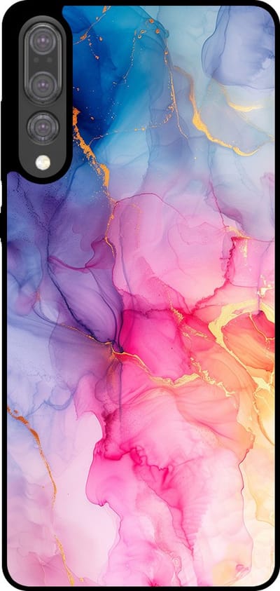 Smartphonica Telefoonhoesje Geschikt voor Huawei P20 Plus met marmer opdruk - TPU backcover case marble design - Regenboog geschikt voor Huawei P20 Plus