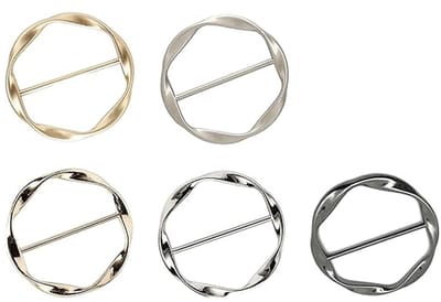 TOVBMUP T-shirt clip broche set - Sjaal ring - riemgesp - Dames sjaal ring clip - T-shirt stropdas clip - shirt riemclip - Dames broche - Broche riemgesp - Geschikt voor kleding - 5 stuks