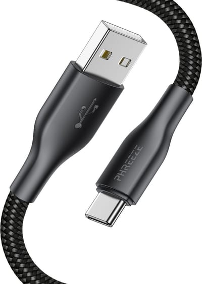 Usb naar usb C kabel - Stevige oplaadkabel usb C - 1 meter - Oplader usb naar usb C - Zwart - Phreeze