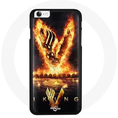 Hoesje voor Iphone 5 Vikings Series Seizoen 6 logo V Sword of Fire Zwarte achtergrond