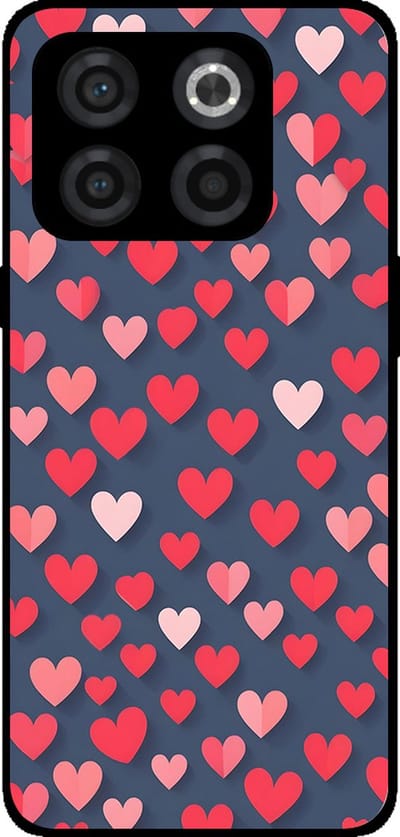 Smartphonica Telefoonhoesje Geschikt voor OnePlus 10T met Roze en Rode Hartjes Opdruk - TPU Backcover Case With Rosé and Red Heart Design geschikt voor OnePlus 10T