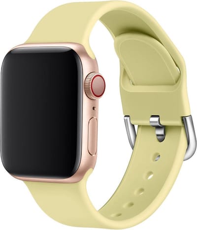 Smartwatch bandje - Apple Watch 42mm 44mm - geel siliconen D-sluiting