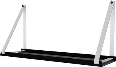 Handles and more - Stalen wandplank zwart 70cm + leren plankdragers Lichtgrijs
