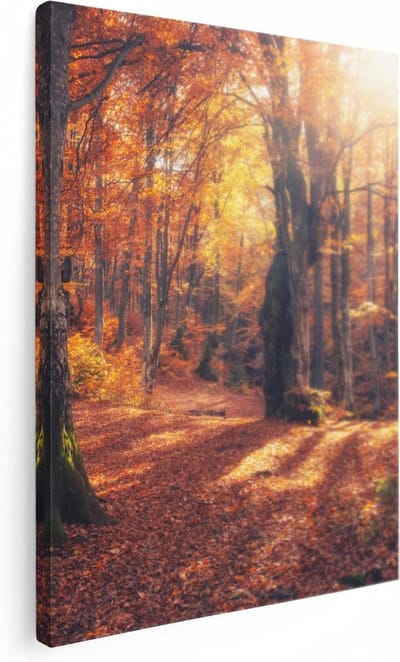 Artaza Canvas Schilderij Herfst Landschap - 30x40 cm - Klein - Wanddecoratie Natuur - Muurdecoratie Bos - Kamer Accessoires Woonkamer