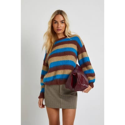 boohoo Dames Geborstelde zachte breistruien oversized trui met ronde hals | Maat: Small