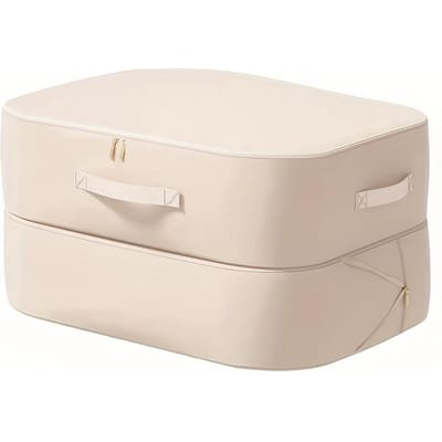 Sac de Rangement à Compression Sous Vide - Organisateur en Nylon Économiseur d'Espace avec Fermeture Éclair pour Vêtements, Oreillers & Essentiels de Cuisine, Aucune Électricité Nécessaire XL(54,0*42,01*30,0cm) blanc