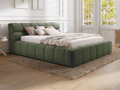 Vente-unique Bed met opbergruimte stof groen 180 x 200 cm