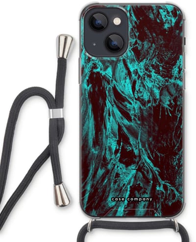 Case Company® - Hoesje met koord geschikt voor iPhone 13 hoesje met Koord - Ice Age - Telefoonhoesje met Zwart Koord - Bescherming aan alle Kanten en Over de Schermrand