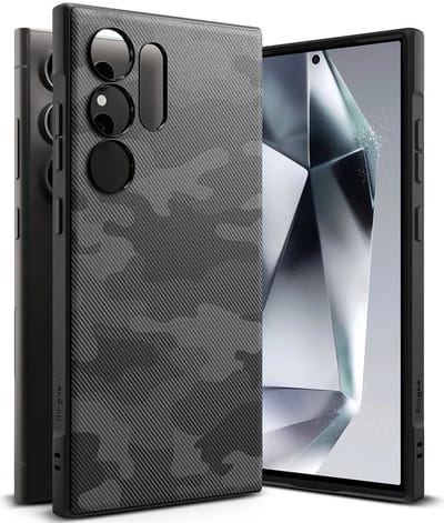 Ringke Onyx | Hoesje Geschikt voor Samsung Galaxy S24 Ultra | Back Cover Flexibel TPU | Militaire Standaard | Camo Design Zwart