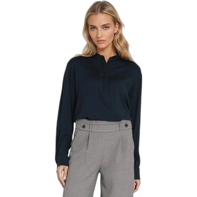 Vrouwen polo blouse van viscose met hoge kraag Nife