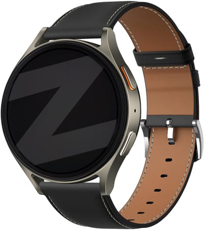 Bandz Lederen band 'easy fit' 22mm - geschikt voor Polar Vantage M / V3 / Grit X - Amazfit GTR 2/3/4 - Xiaomi Watch S1 / S3 / S4 / Mi Watch / Watch 2 (Pro) - Huawei Watch GT 1/2/3/4/5 - 46mm - OnePlus Watch 1/2/3 (zwart)