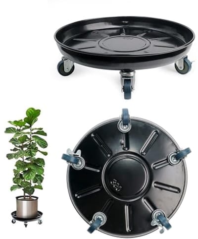 Plant Caddy met Wielen 40 cm - Robuuste Metalen Plantenwagen met Zwenkwielen voor Binnen en Buiten
