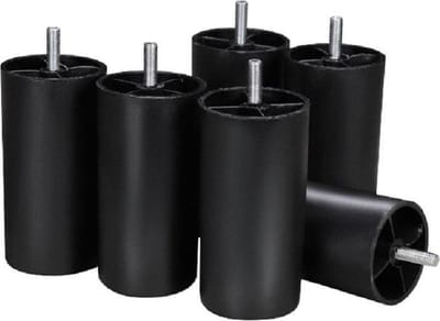 POTENSET - ROND 12 cm hoog -6 Stuks -  Kunststof - zwart - Boxspring - M8