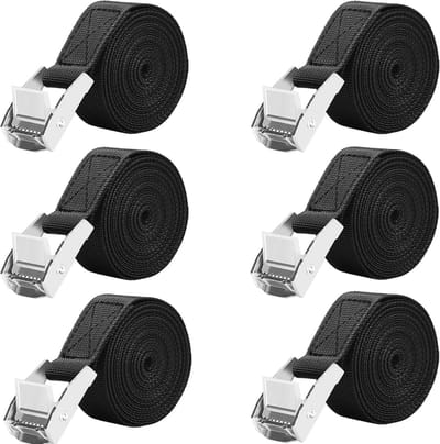 Spanbanden 2,5 m - 6 stuks, Sjorbanden met Ratel tot 250 kg - Zwart