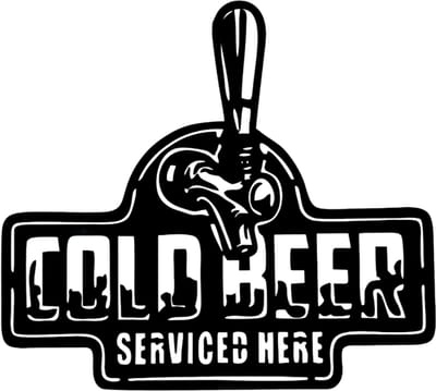 Cold beer serviced here - Wanddecoratie - Mancave - Bier - Decoratie - Houten wanddecoratie - Bar decoratie - Hout - Bar accessoires - Wand decoratie - 65x59cm - Mannen cadeau