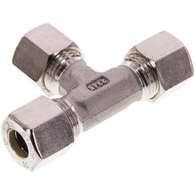 10L RVS T-stuk Knelfitting 315 Bar DIN 2353 - FL3T-O-ST-10-L