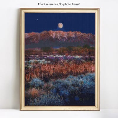 Diamant borduurwerk grasland nacht landschap Diamond schilderij DIY volledige ronde kruissteek 20X30CM blue