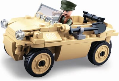 Sluban World War 2 Duits Amfibievoertuig bouwspeelgoed kinderen vanaf 8 jaar – Constructiespeelgoed modelbouw militair voertuig – bouwdoos met 103 bouwstenen en 1 minifiguren – M38-B0690