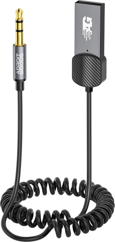 AdroitGoods USB Bluetooth Aux Receiver Ontvanger - Auto - Bluetooth 5.0 Zender - Kabel - Carkit